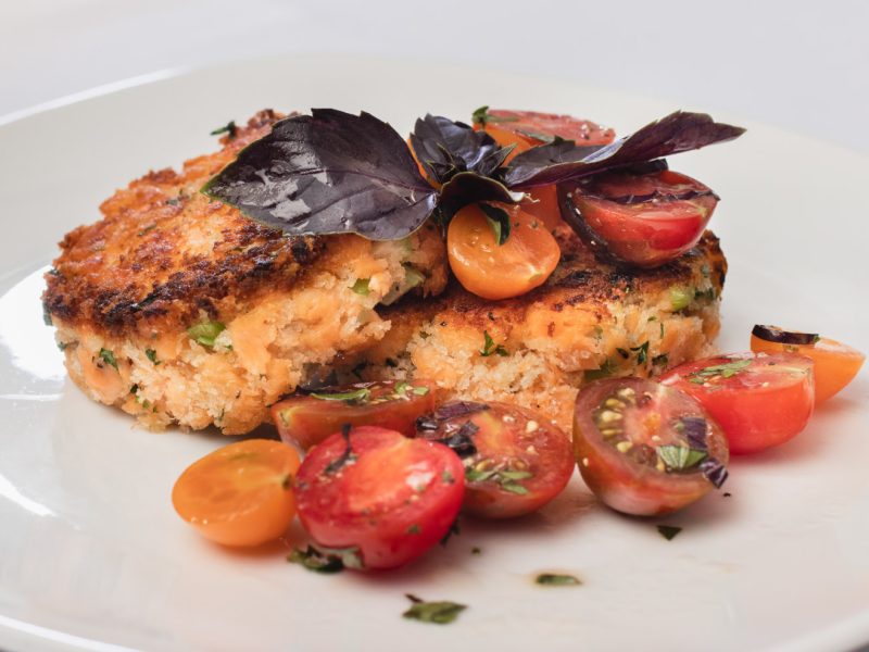 salmon cakes with tomato relish